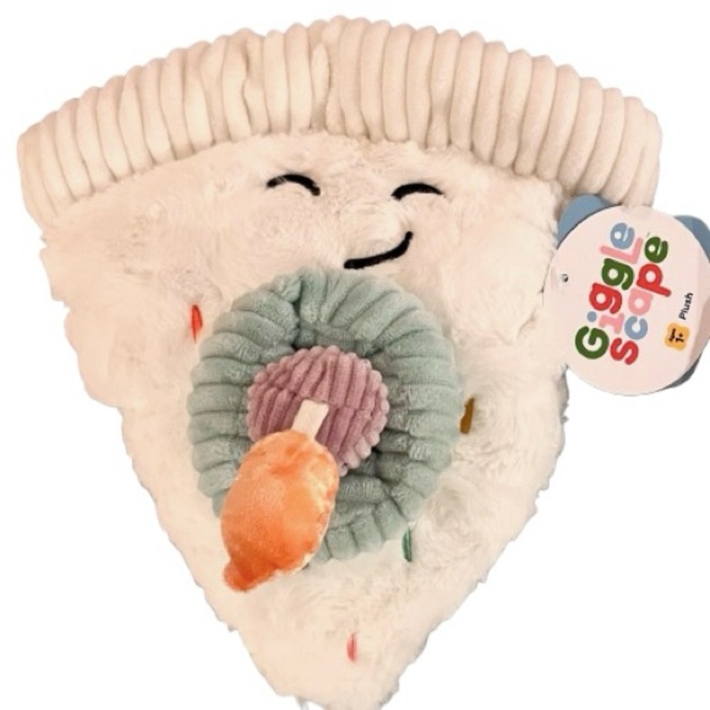 🆕- Gigglescape- Plush Slice of Birthday Cake Smiley Face.